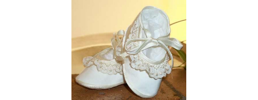 Christening booties and shoes for baby girl and baby boy.